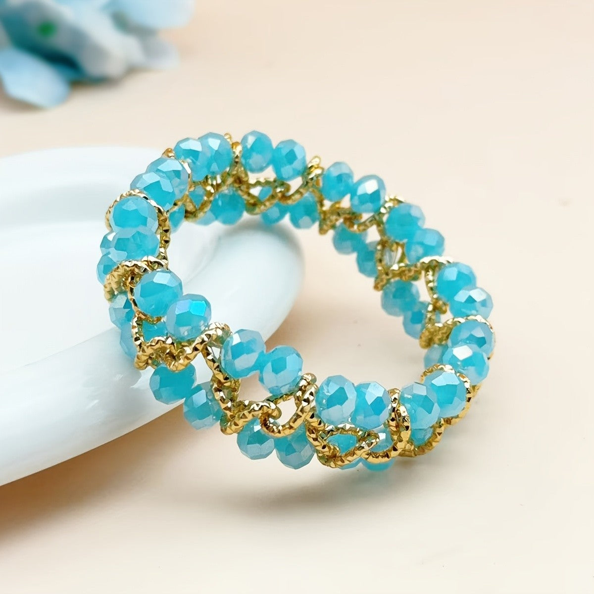 14k Boho Blue Crystal Bracelet