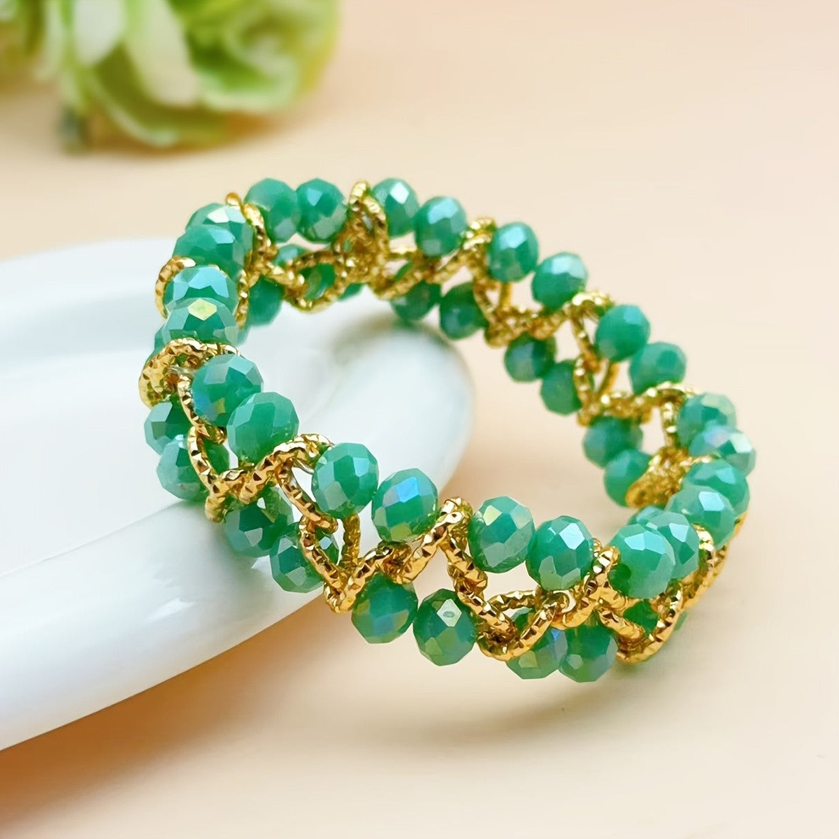 14k Boho Blue Crystal Bracelet
