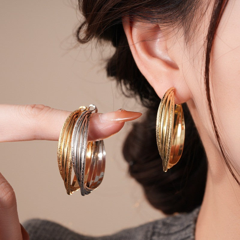Elegant Textured Layered Hoop Earrings