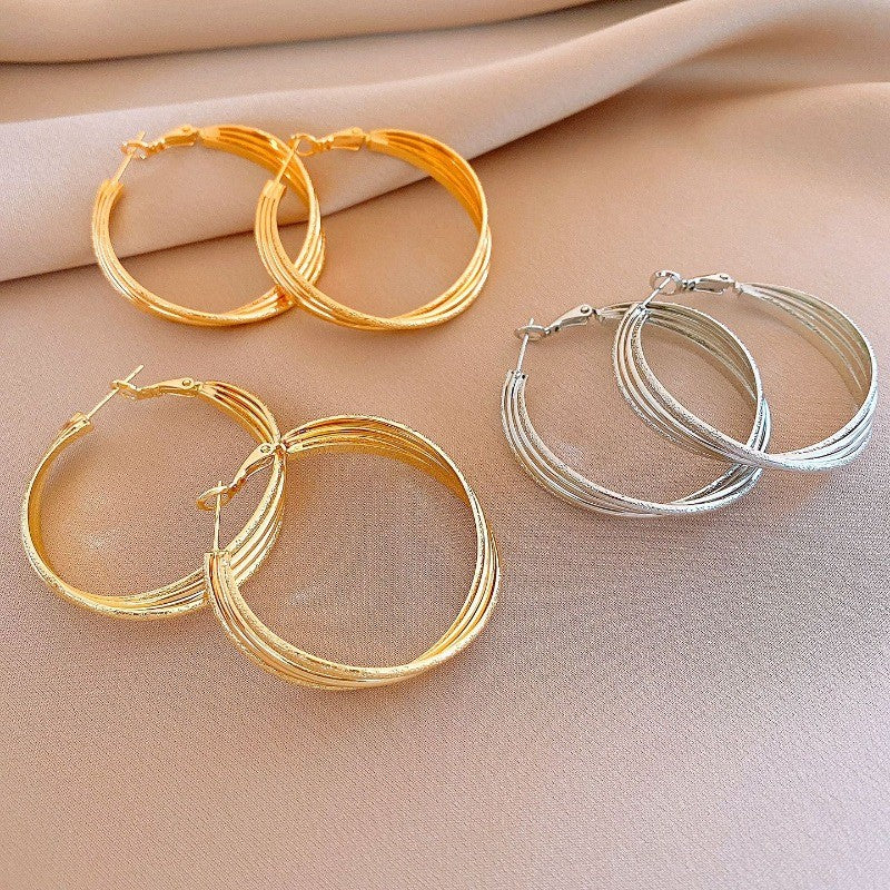 Elegant Textured Layered Hoop Earrings