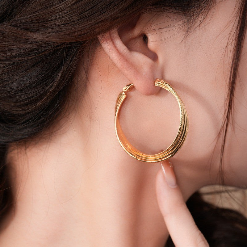 Elegant Textured Layered Hoop Earrings