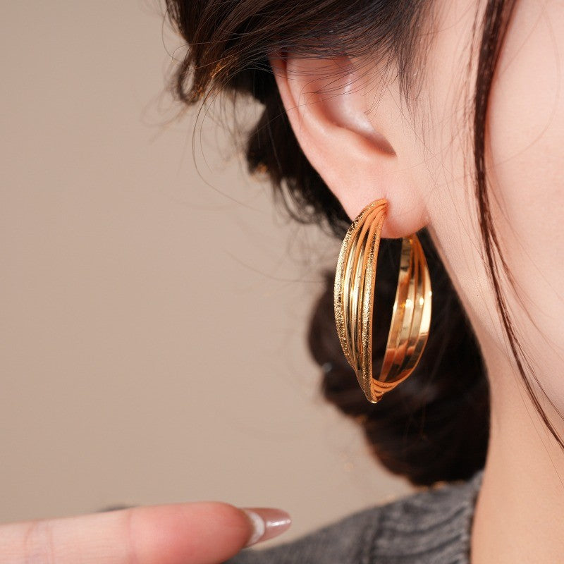 Elegant Textured Layered Hoop Earrings