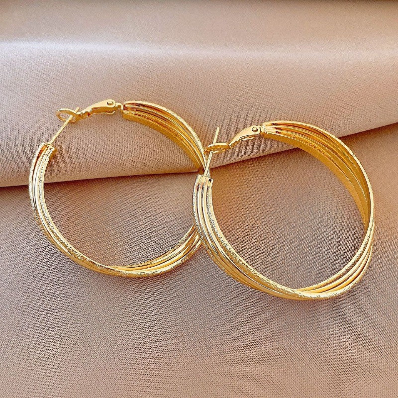 Elegant Textured Layered Hoop Earrings