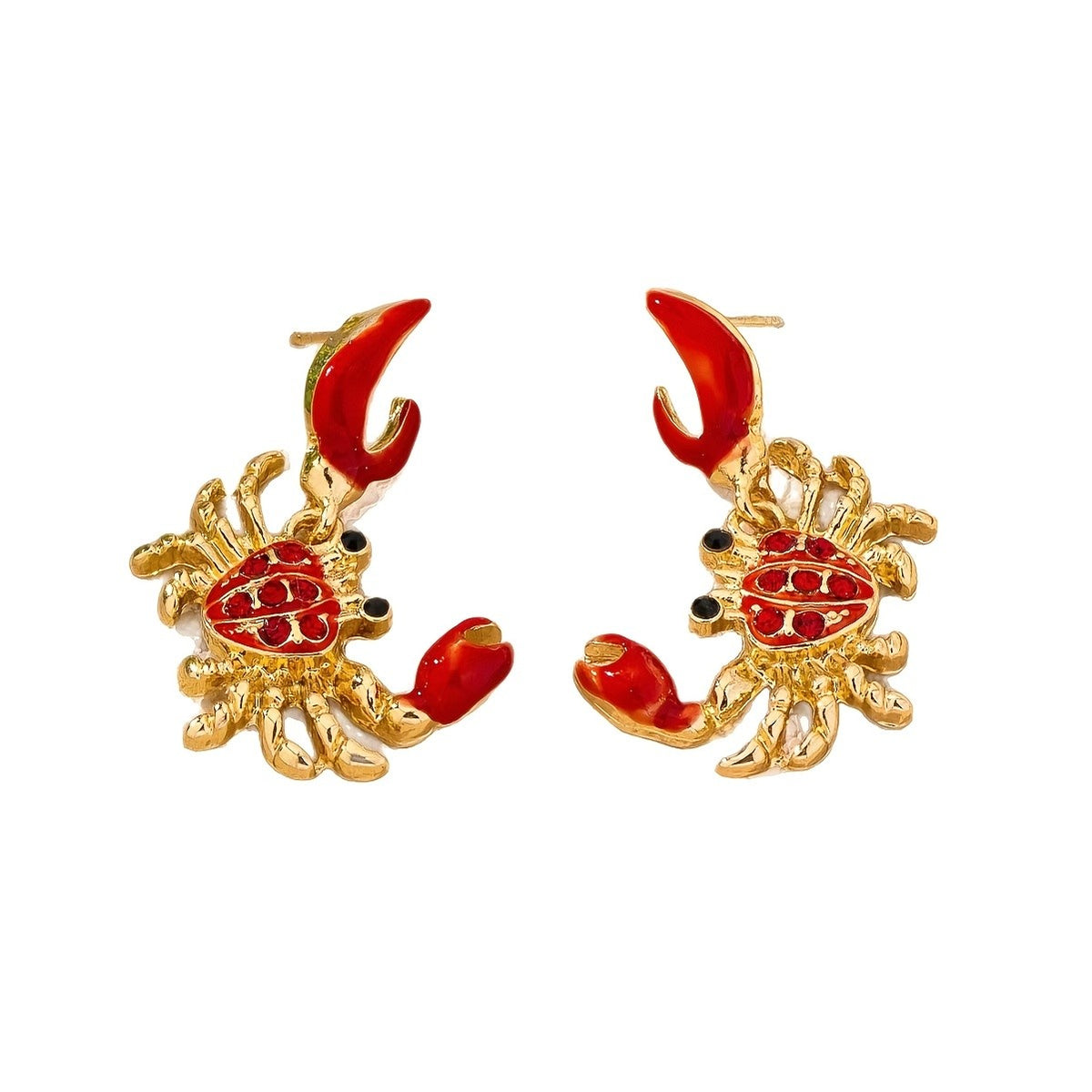 18k Boho Red Crab Earrings