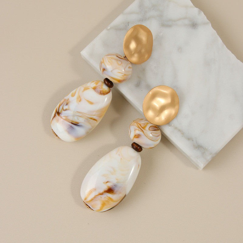 Classy Marbled Resin Drop Earrings