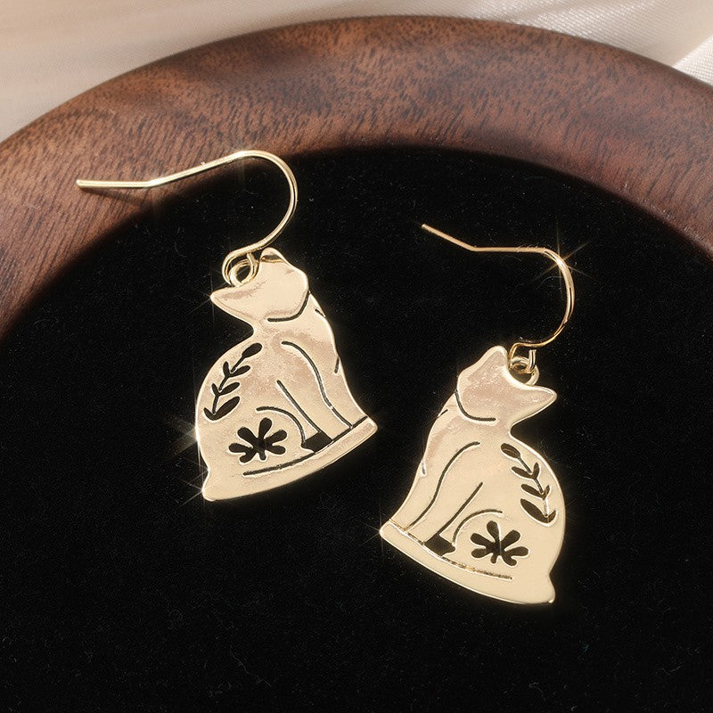 Vintage Inspired Floral Cat Earrings