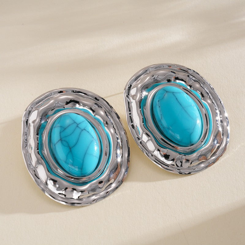 Boho Turquoise Collar Necklace, Ring, Bracelet & Earring Set