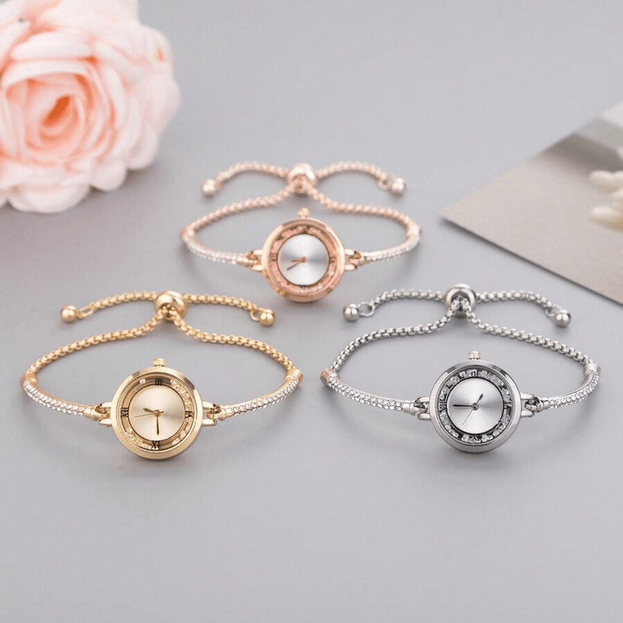 Elegant Adjustable Crystal Dial Watch Bracelet