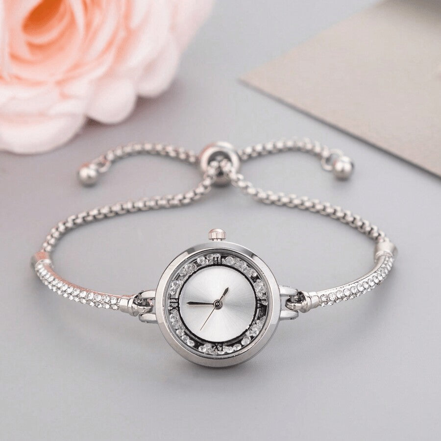 Elegant Adjustable Crystal Dial Watch Bracelet