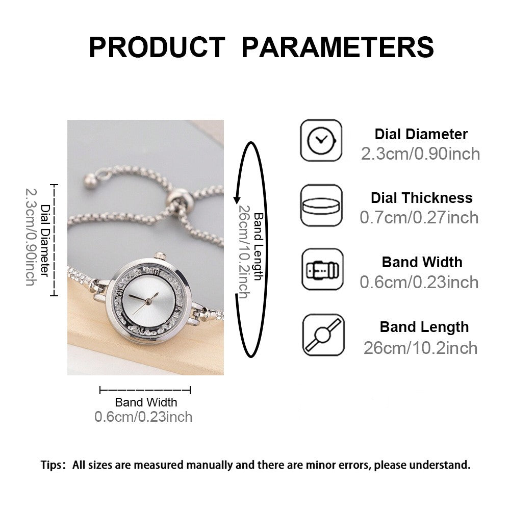 Elegant Adjustable Crystal Dial Watch Bracelet