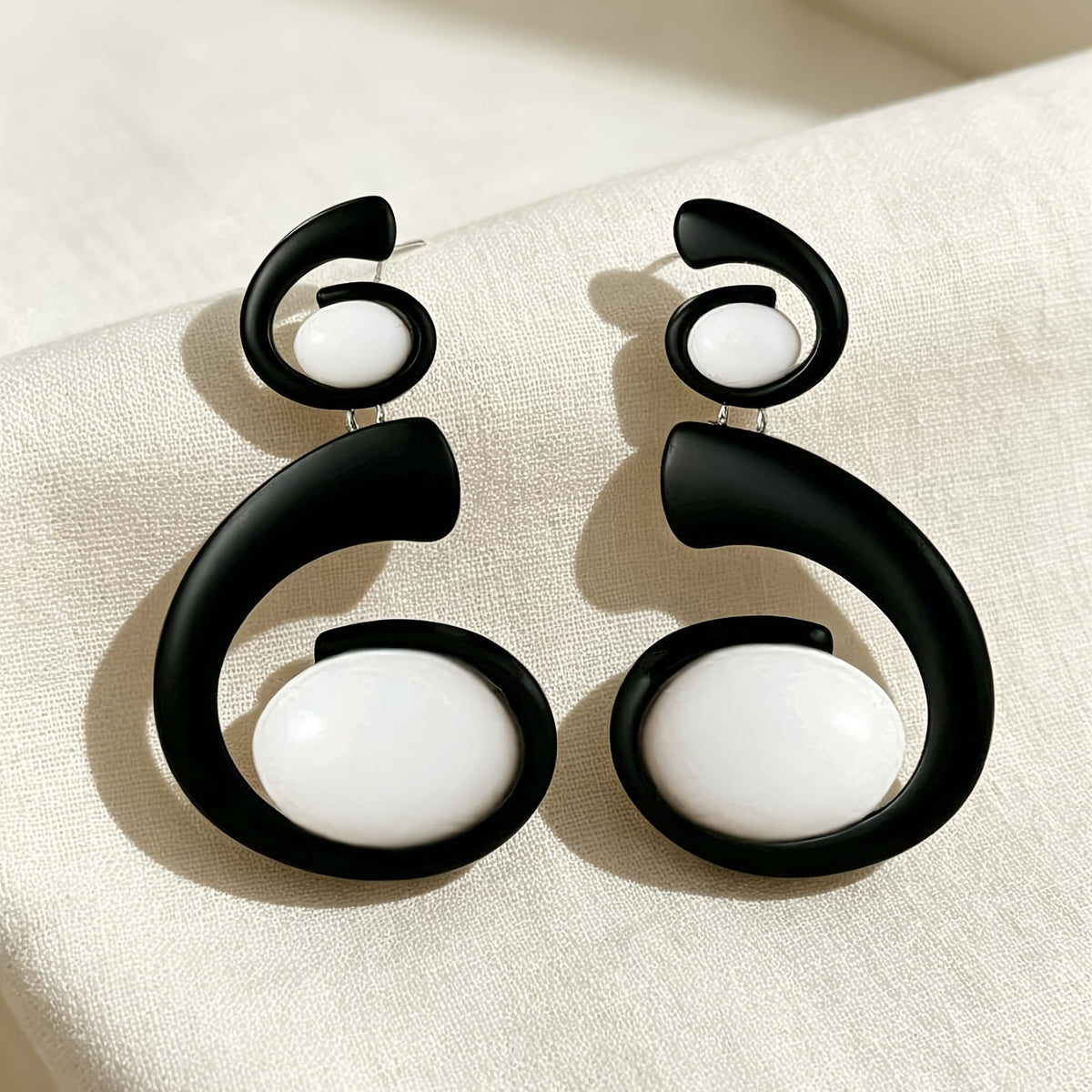 Classy Black Spiral Acrylic Drop Earrings
