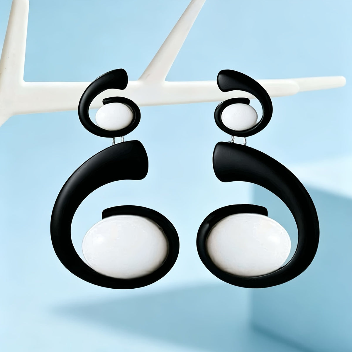 Classy Black Spiral Acrylic Drop Earrings