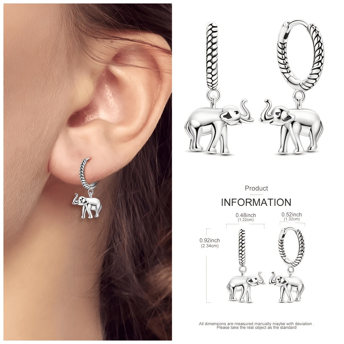 Dainty Elephant Charm Hoop Earrings