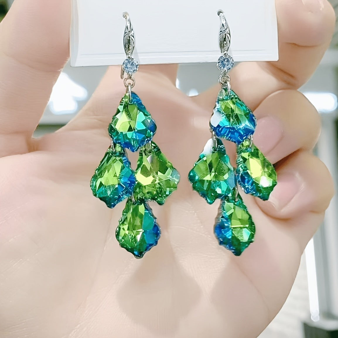 Elegant Royal Blue Crystal Drop Earrings