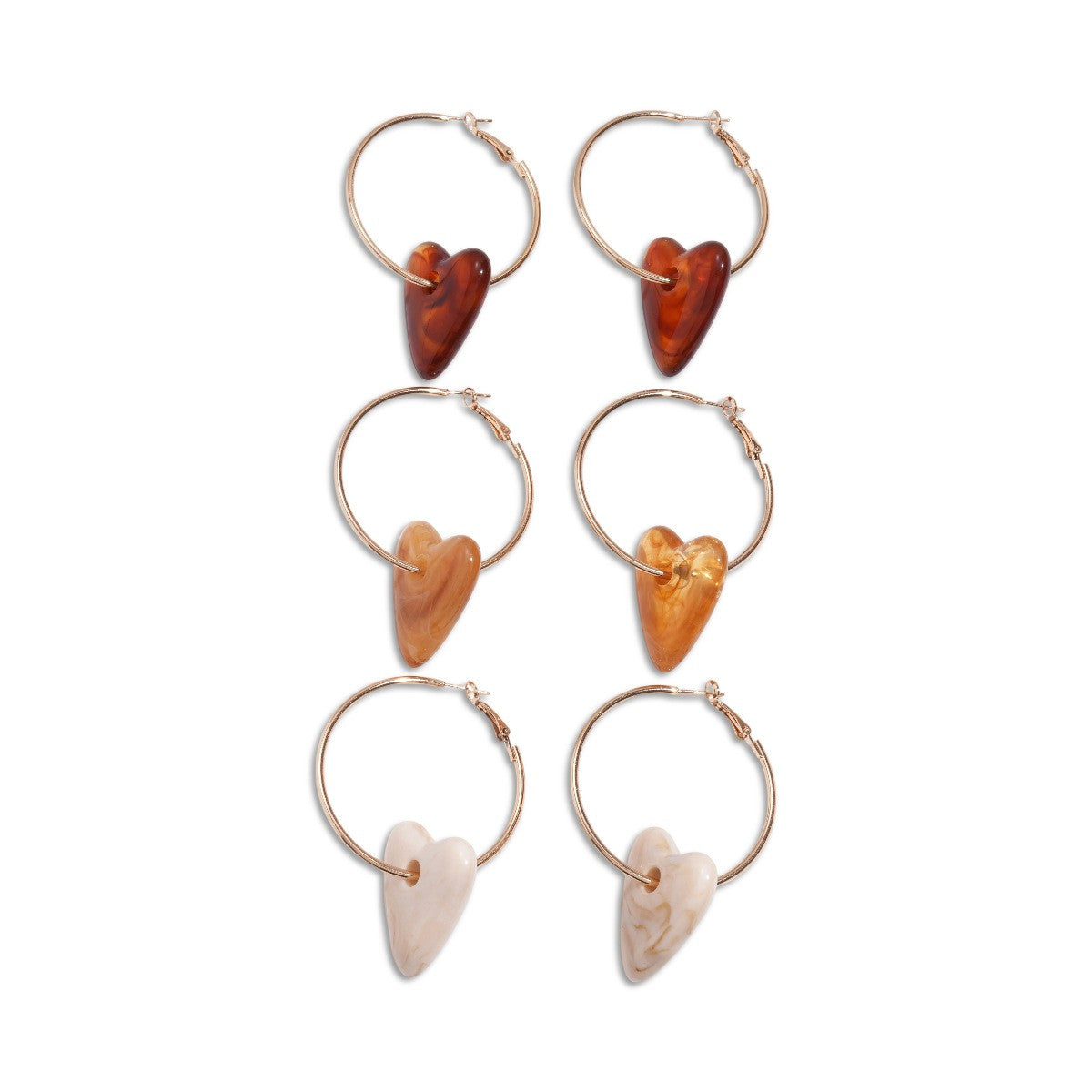 Elegant Marbled Acrylic Heart Hoop Earrings