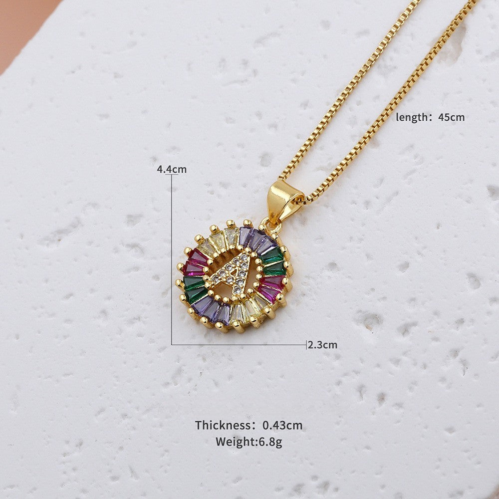 Boho Colorful Zircon Initial Necklace