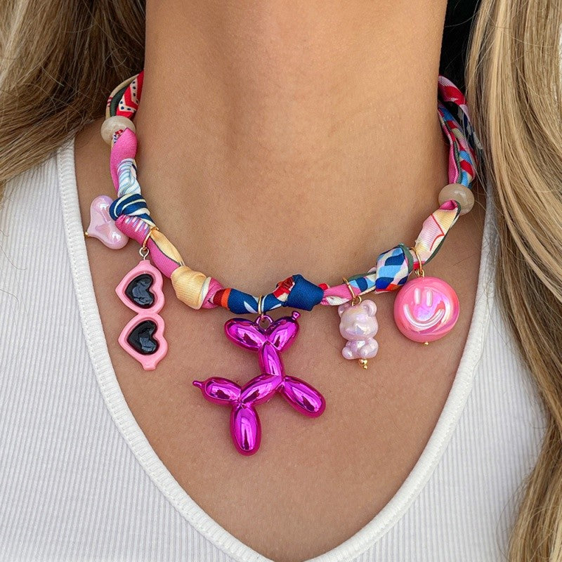 Playful Resin Balloon Dog Charm Necklace