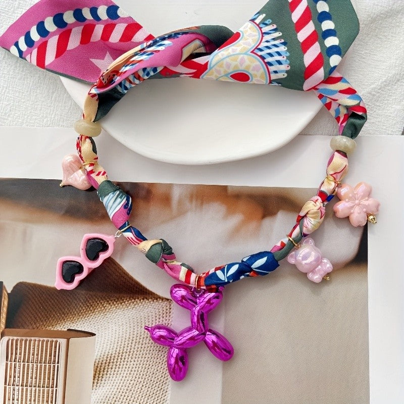 Playful Resin Balloon Dog Charm Necklace