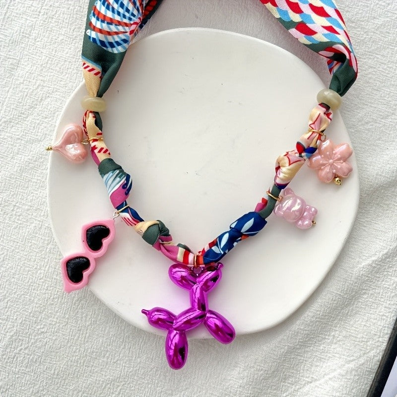 Playful Resin Balloon Dog Charm Necklace
