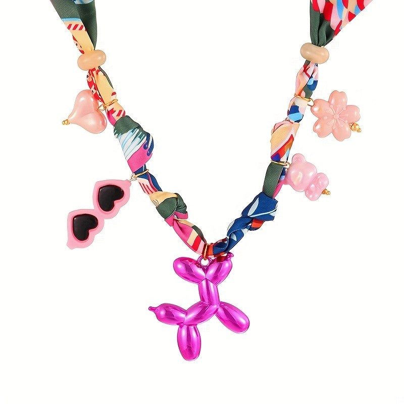 Playful Resin Balloon Dog Charm Necklace