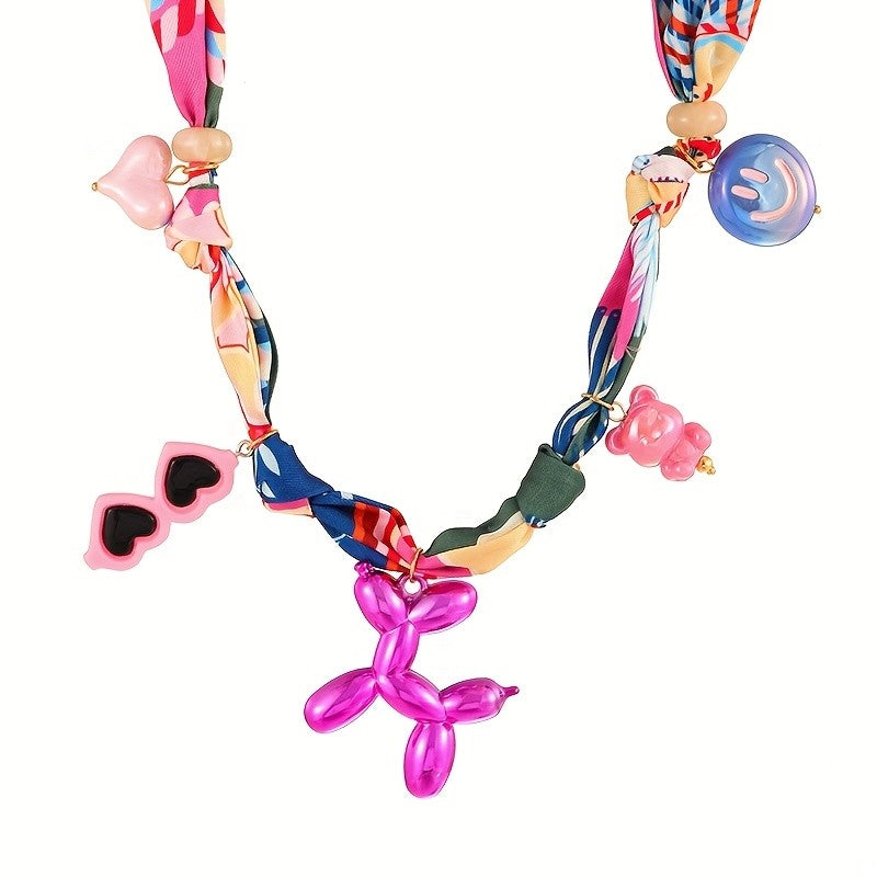 Playful Resin Balloon Dog Charm Necklace