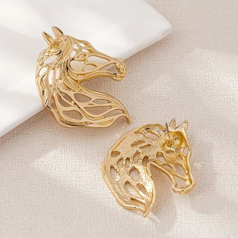 14k Elegant Horse Head Earrings
