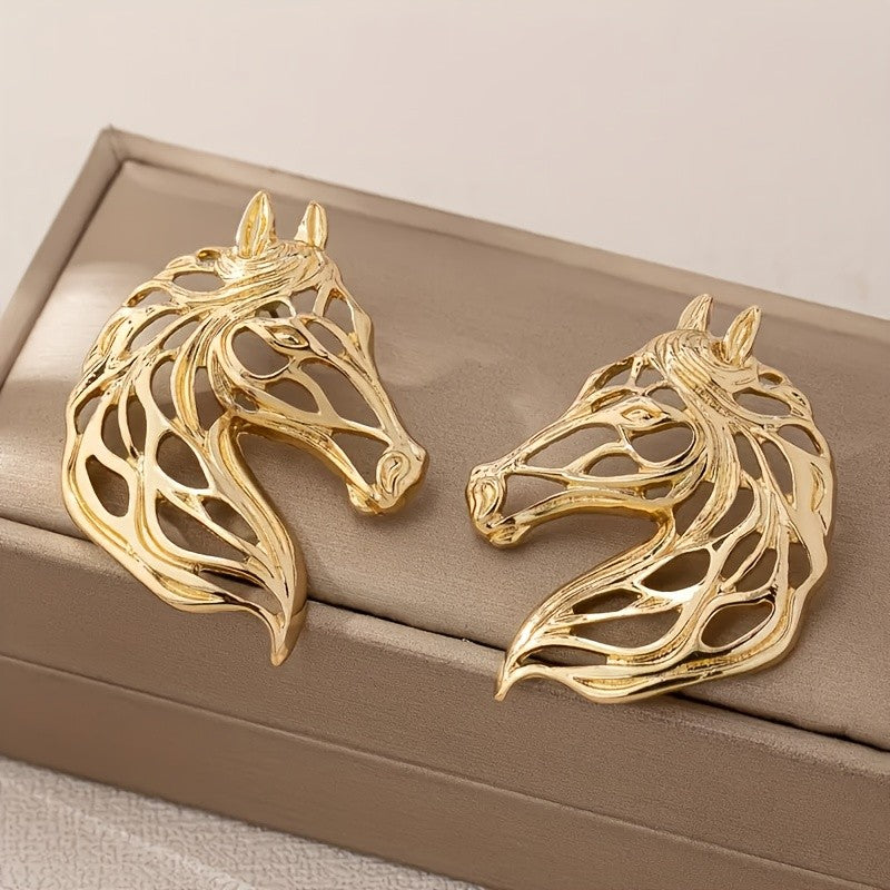 14k Elegant Horse Head Earrings