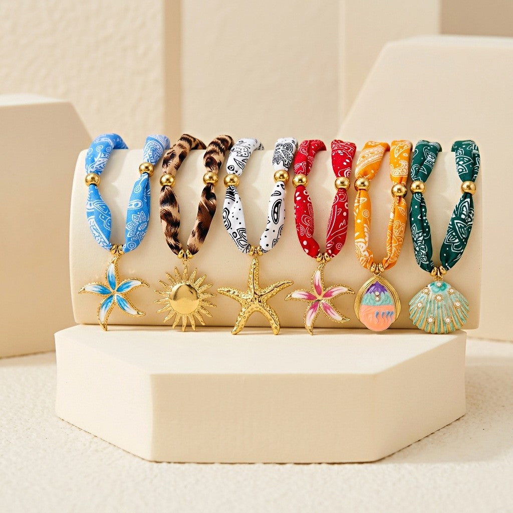 18k Boho Starfish Scarf Necklace