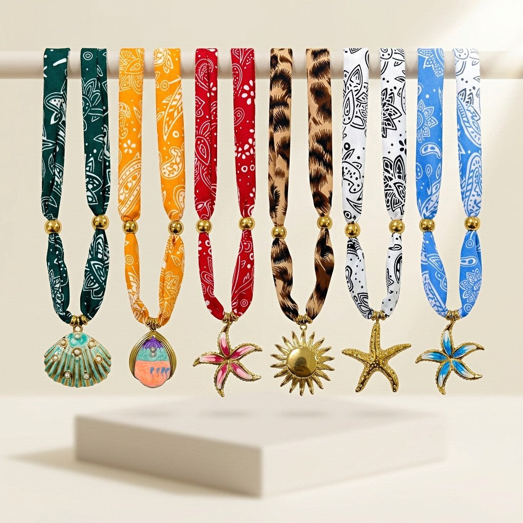 18k Boho Starfish Scarf Necklace