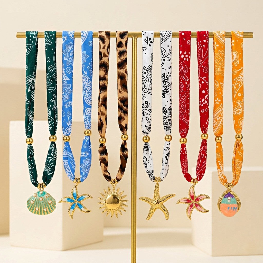 18k Boho Starfish Scarf Necklace