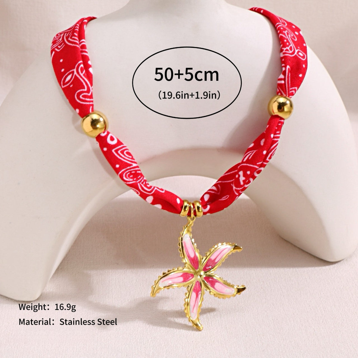 18k Boho Starfish Scarf Necklace