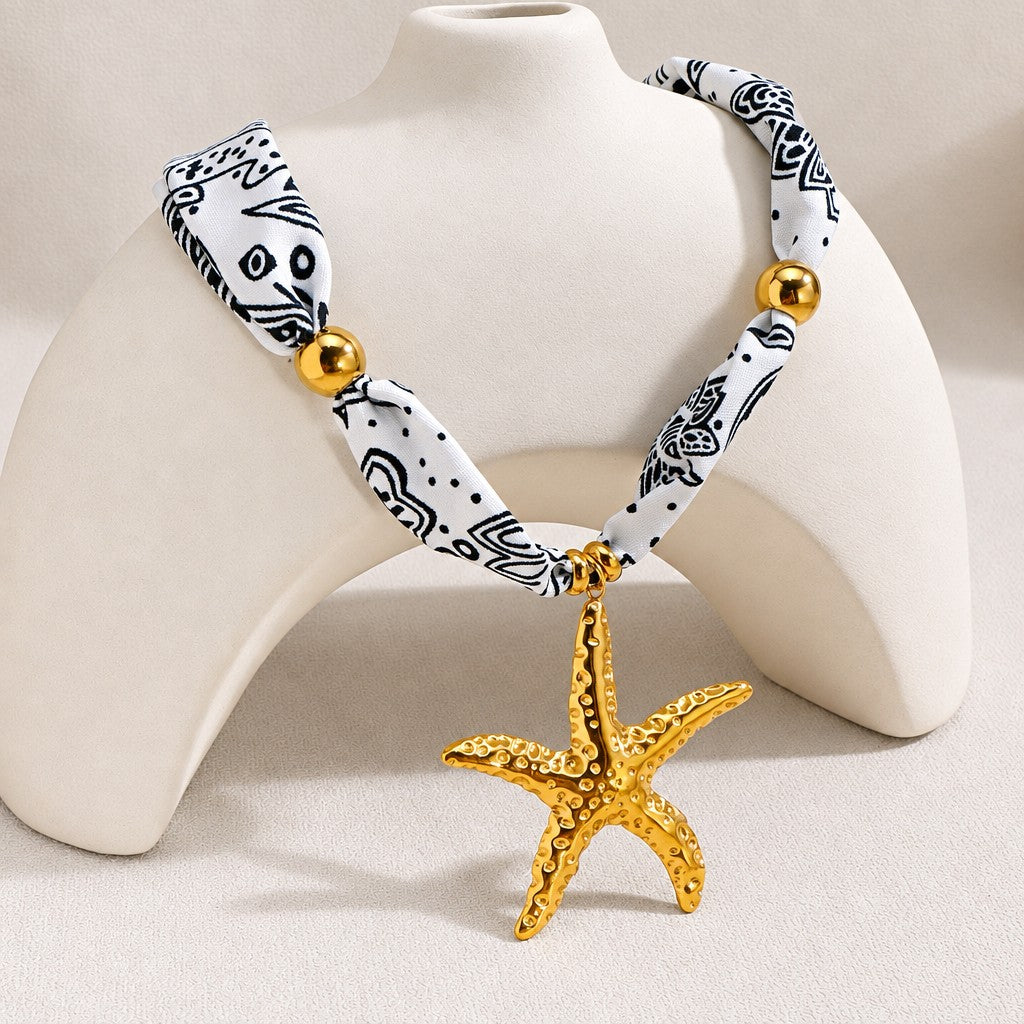 18k Boho Starfish Scarf Necklace