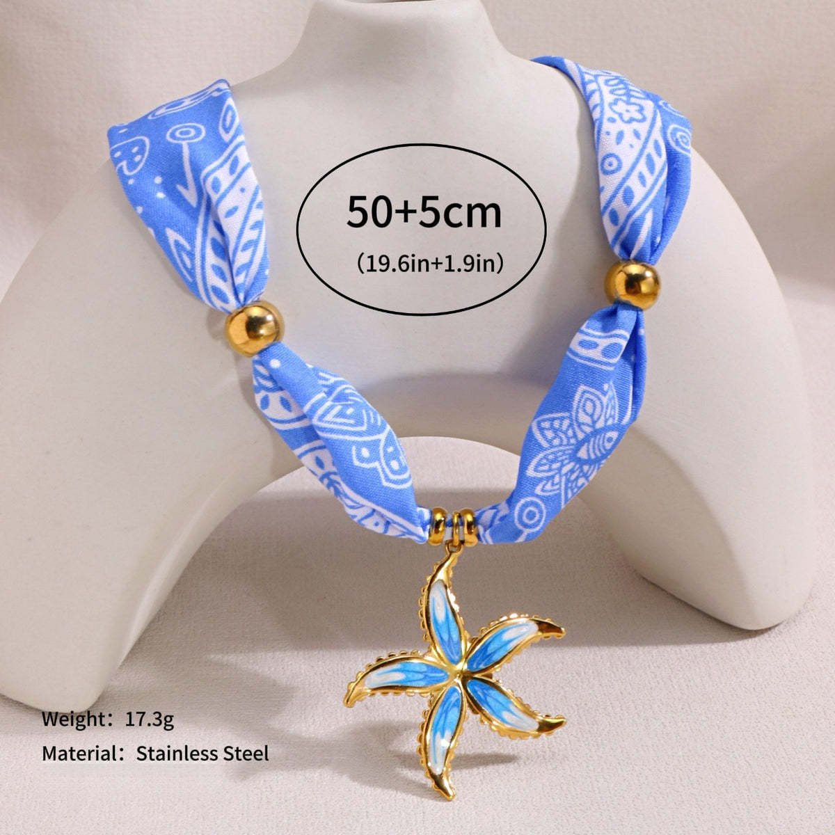 18k Boho Starfish Scarf Necklace