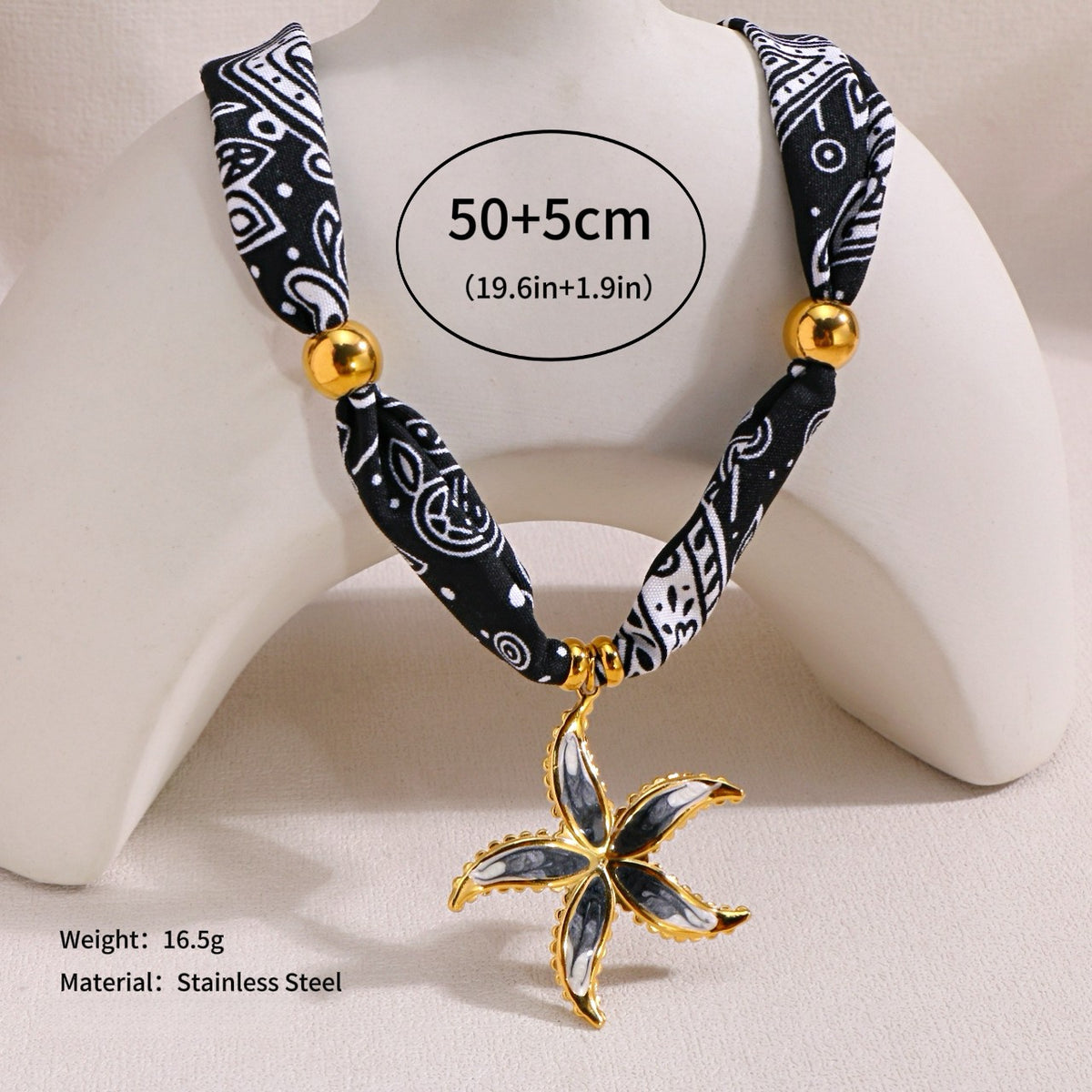 18k Boho Starfish Scarf Necklace
