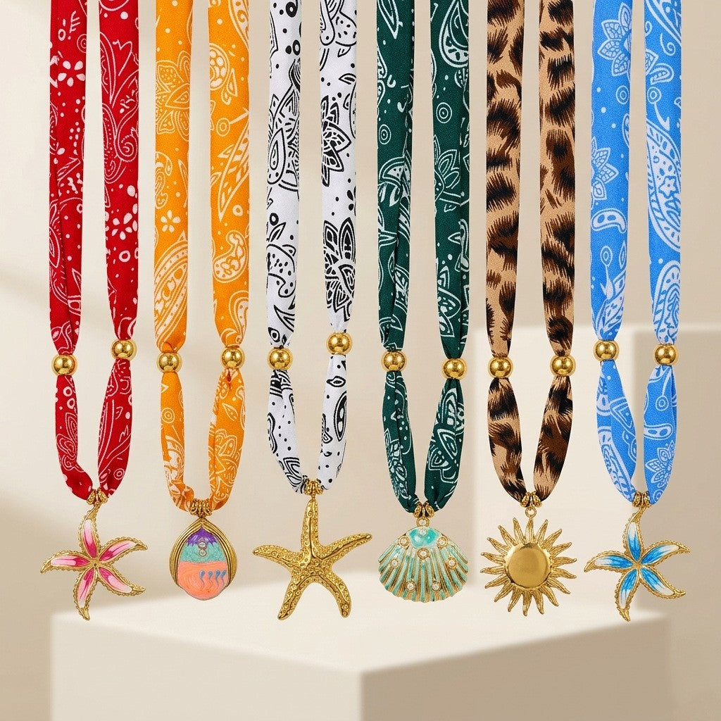 18k Boho Starfish Scarf Necklace