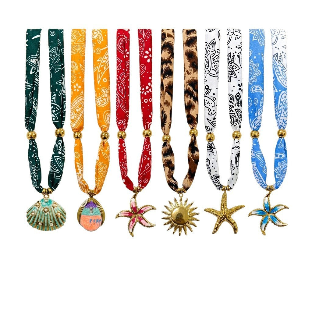 18k Boho Starfish Scarf Necklace