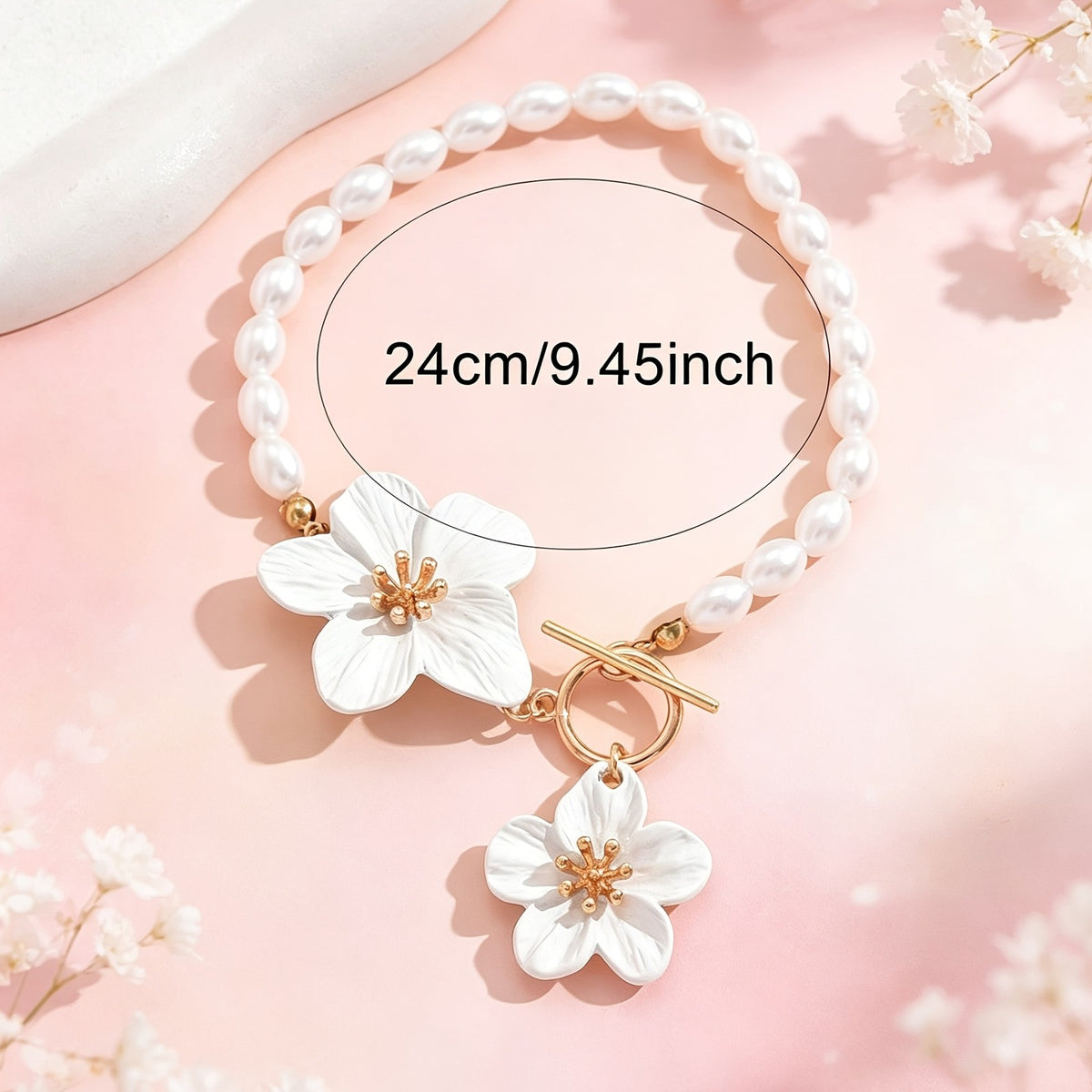 Boho Layered Pearl Flower Anklet
