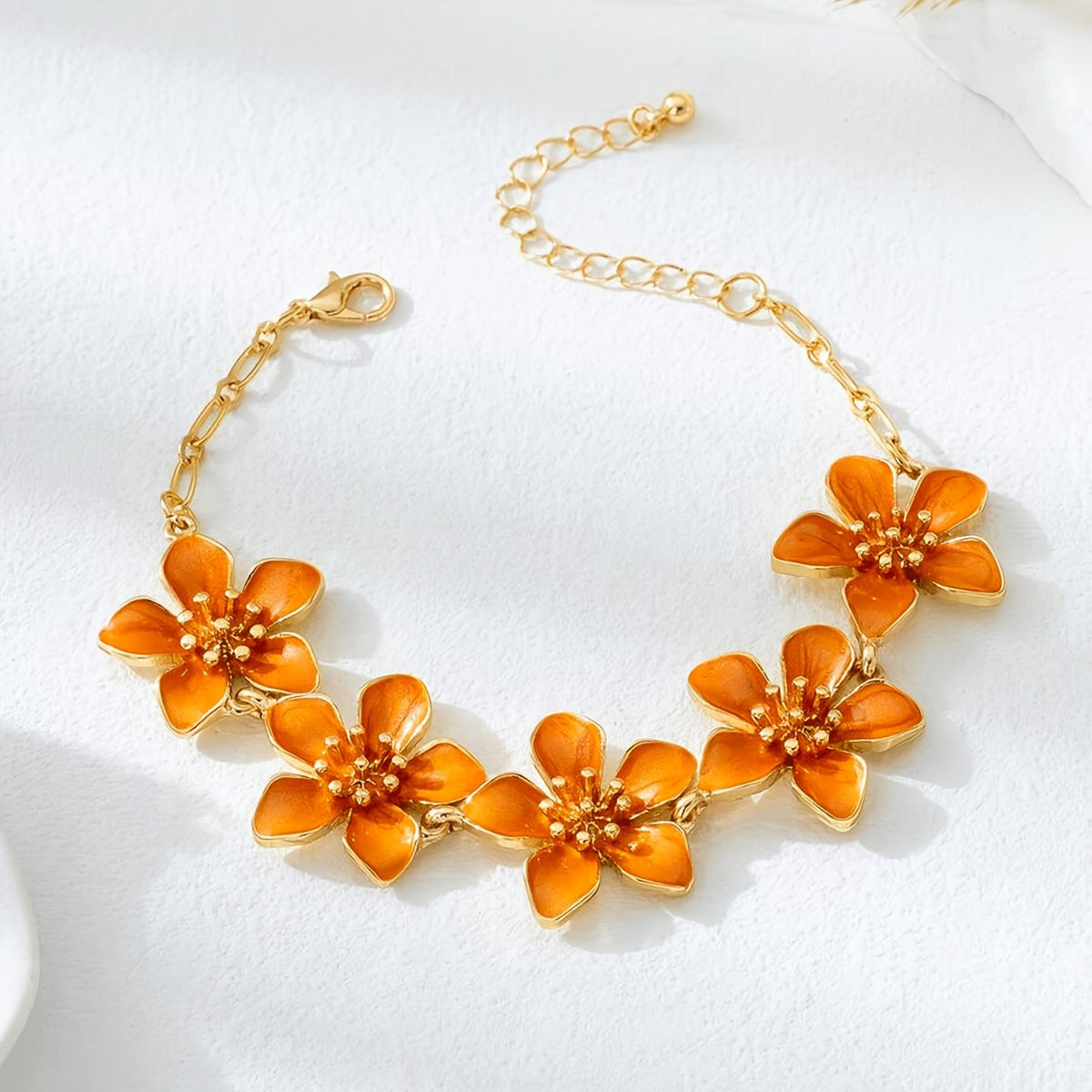 Romantic Orange Floral Anklet