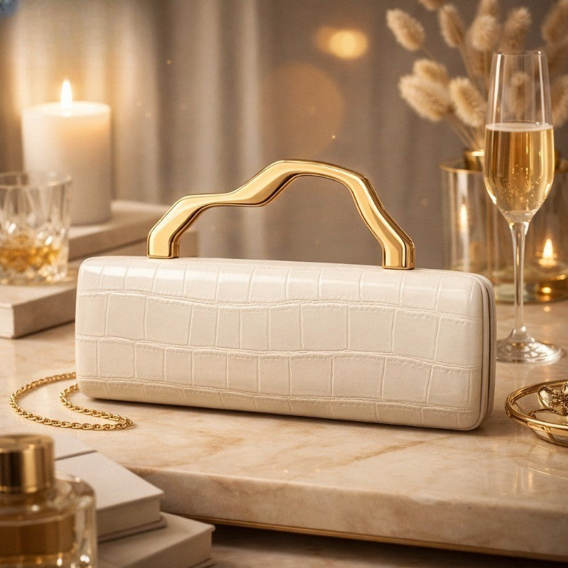Elegant Croc Embossed Box Clutch