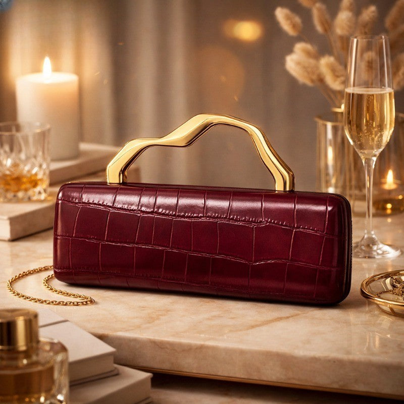Elegant Croc Embossed Box Clutch