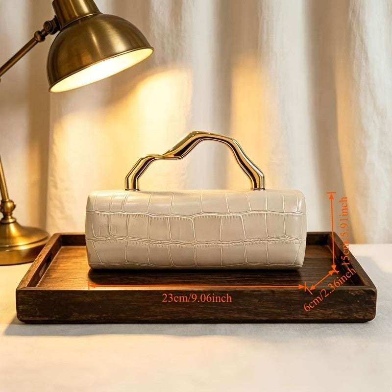 Elegant Croc Embossed Box Clutch