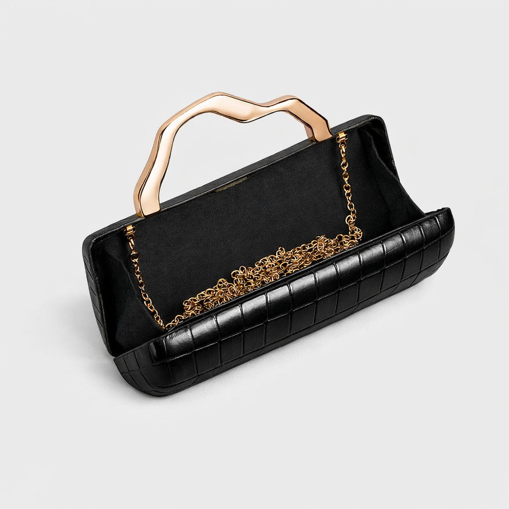 Elegant Croc Embossed Box Clutch