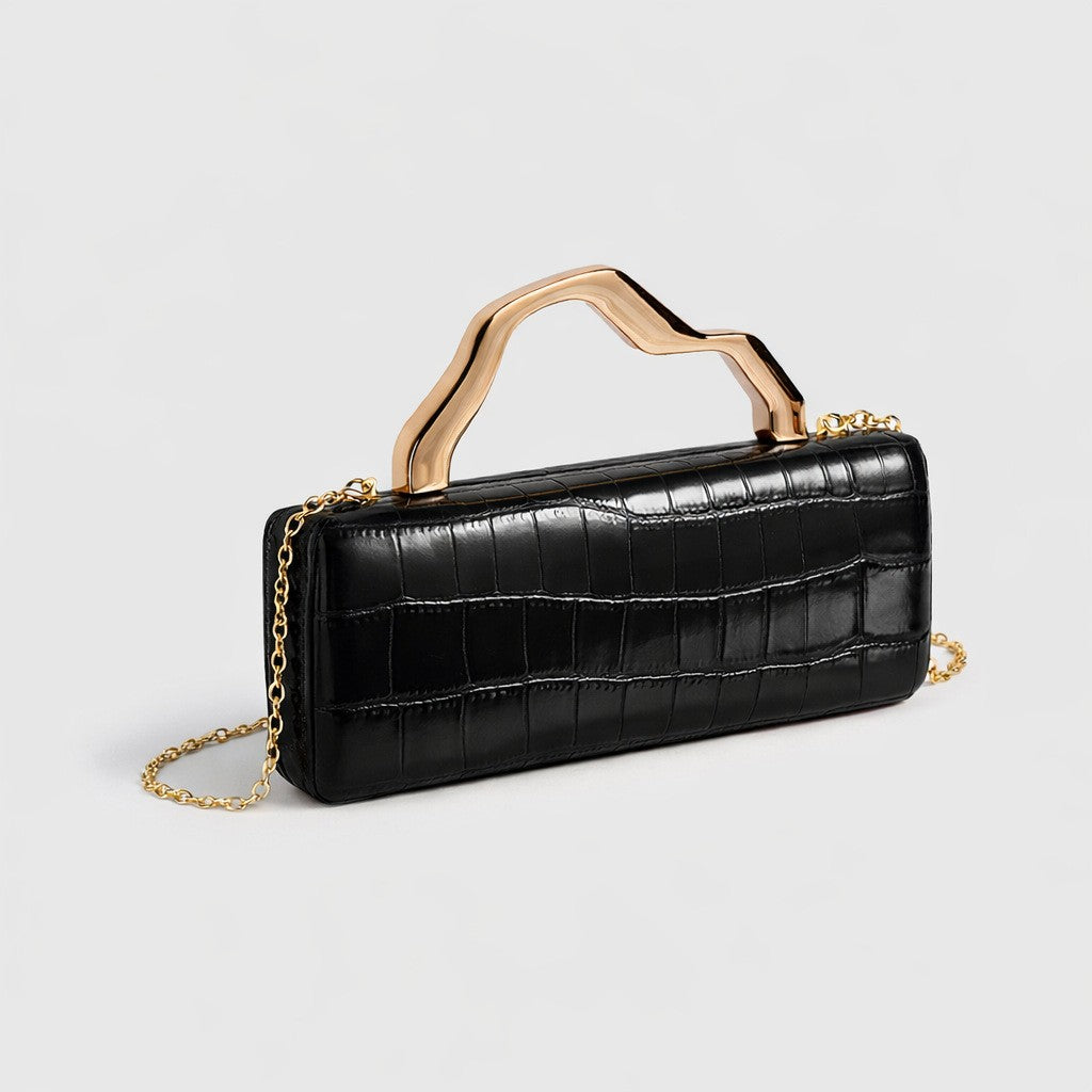 Elegant Croc Embossed Box Clutch