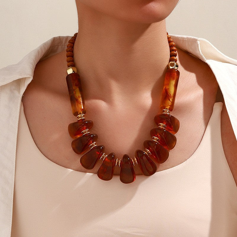 Boho Mixed Stone Tassel Necklace