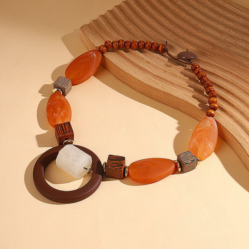 Boho Mixed Stone Tassel Necklace