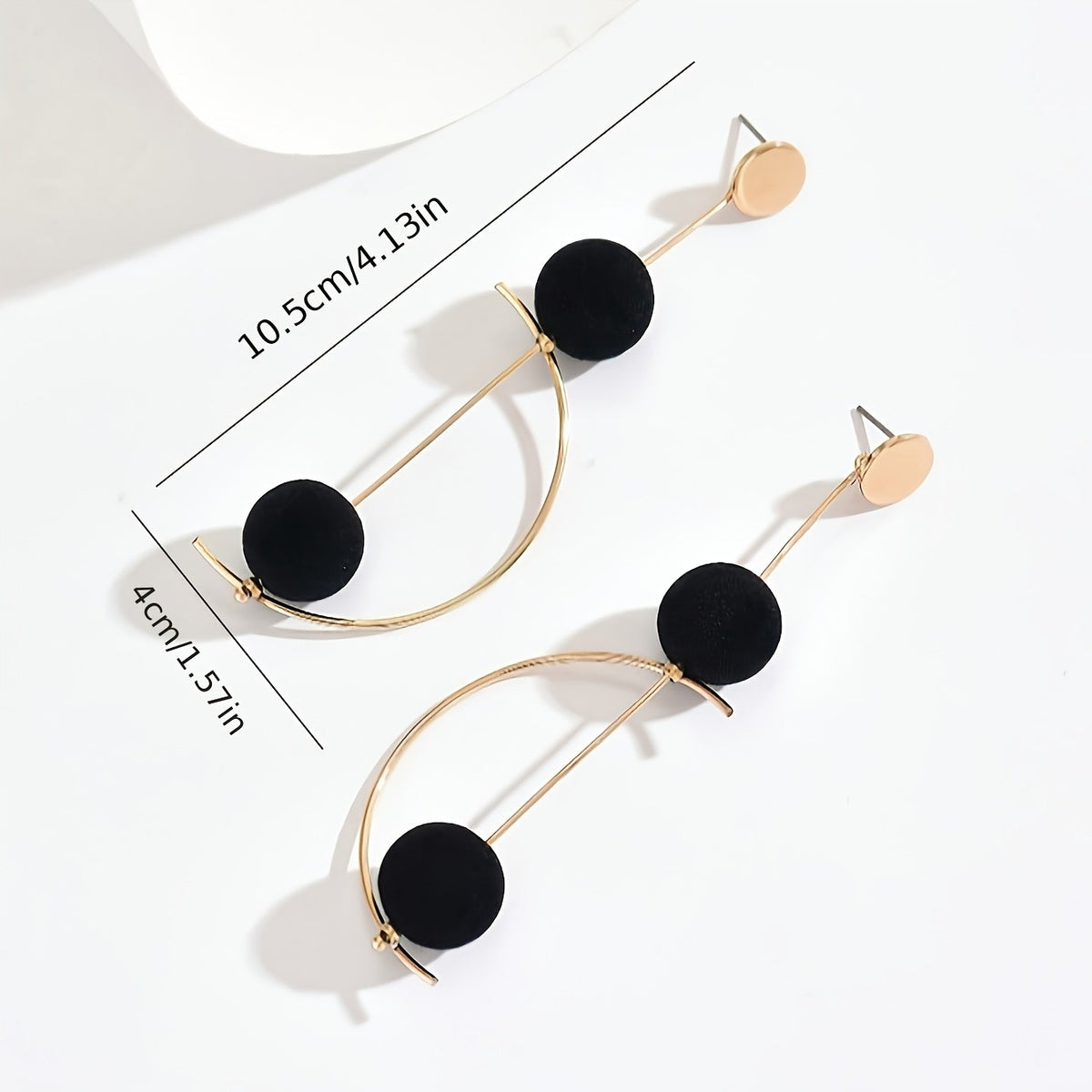 Classy Geometric Black Semicircle Drop Earrings
