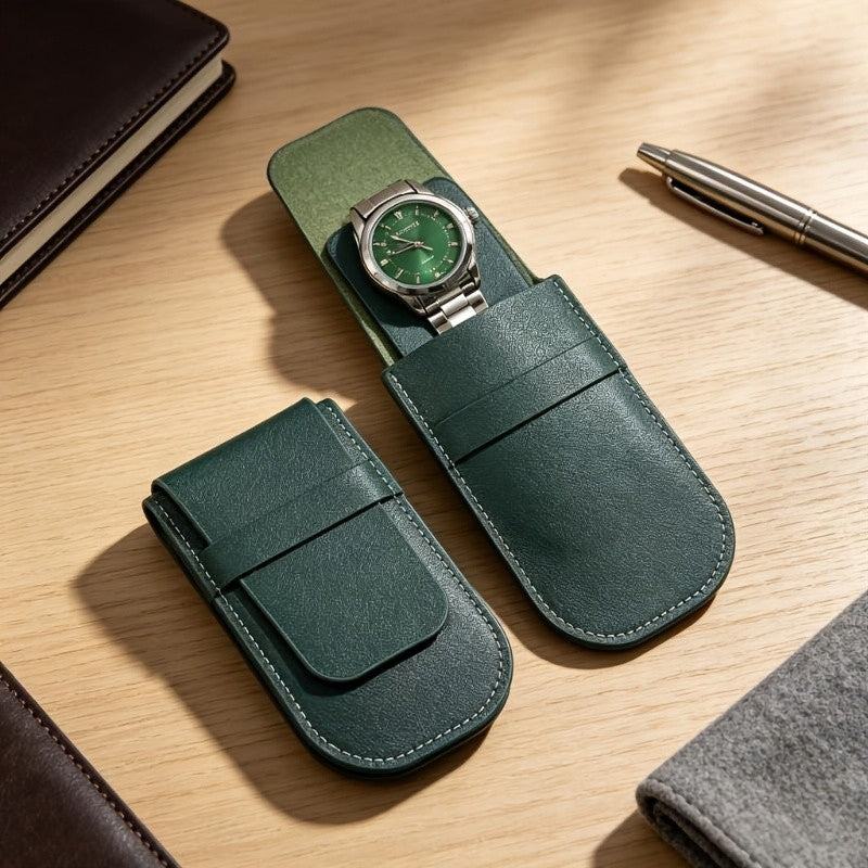 Classy Faux Leather Watch Travel Pouch