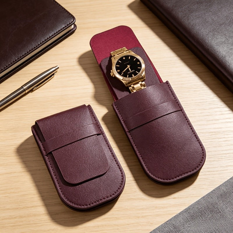Classy Faux Leather Watch Travel Pouch