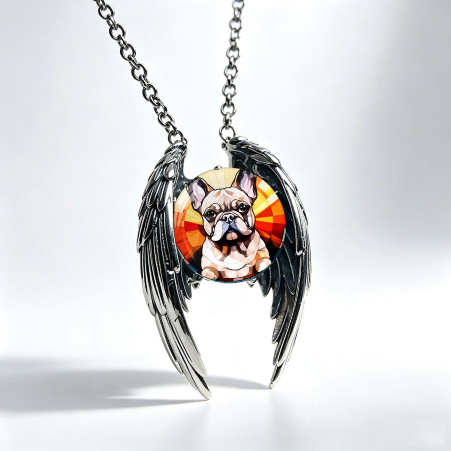 Elegant French Bulldog Angel Wing Necklace