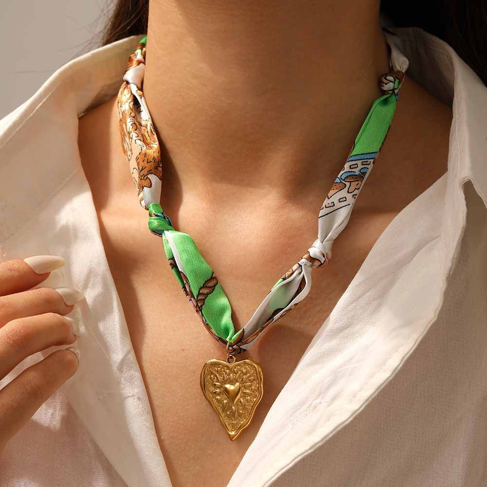 18k Boho Printed Scarf Flower Necklace